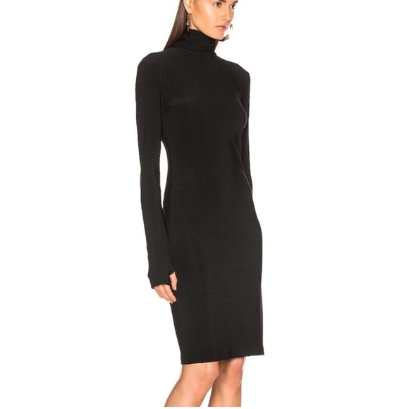 Norma Kamali Slim Fit Turtleneck Thumbhole Long Sleeve Dress - Picture 15 of 15